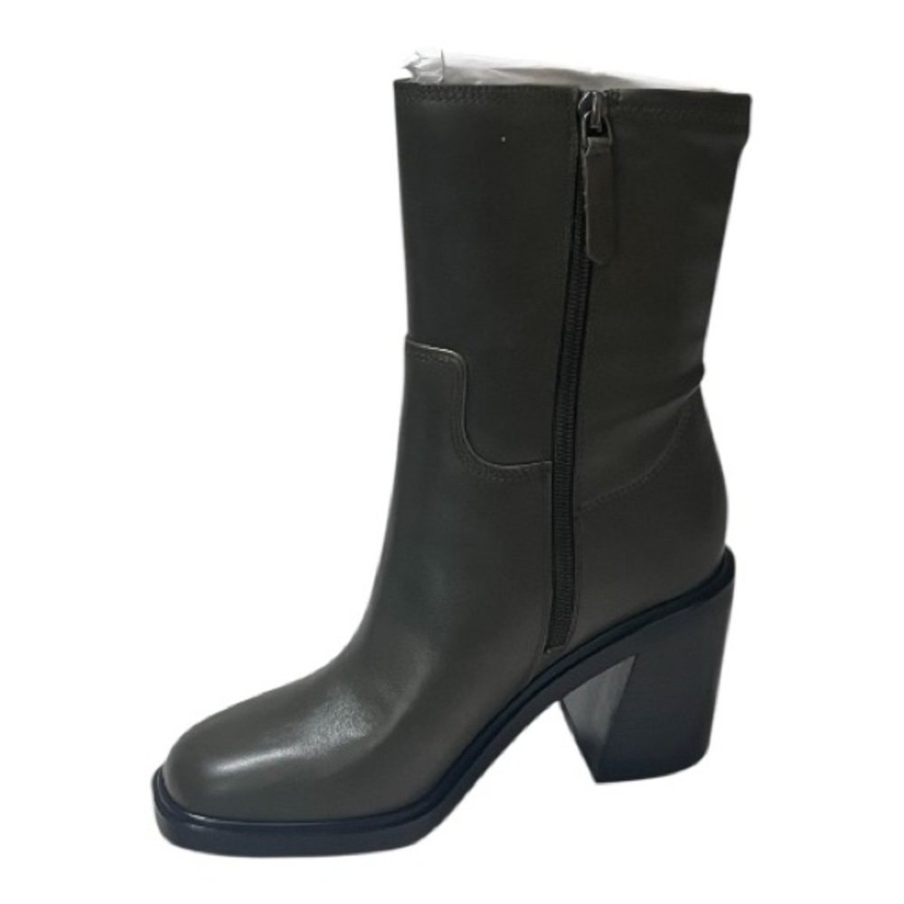 Franco Sarto Penelope Olive Green Mid Calf Leather Chunky Heel Bootie Size 5.5 — image 3 of 8